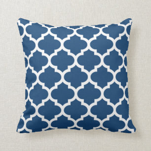 Quatrefoil Kissen - Monaco-Blau-Muster