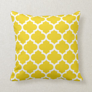 Quatrefoil Kissen - zitronengelbes Muster