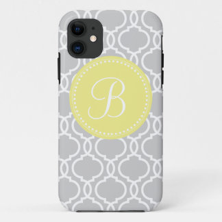 Quatrefoil kundenspezifisches Monogramm im Grau Case-Mate iPhone Hülle