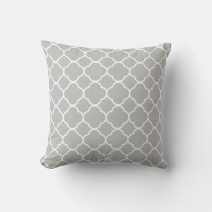 Quatrefoil Light Grau White Lattice Muster Trendy Kissen