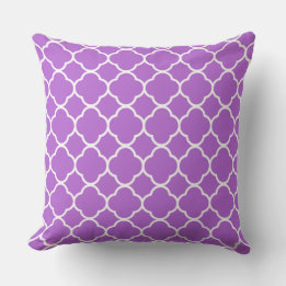 Quatrefoil Lilac Lila Weißes Gitter Coole Baumwoll Kissen