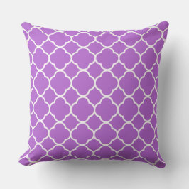 Quatrefoil Lilac Lila Weißes Gitter Coole Baumwoll Kissen