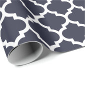 Quatrefoil Marine-Blau-Packpapier Geschenkpapier (Rolleneckpunkt)