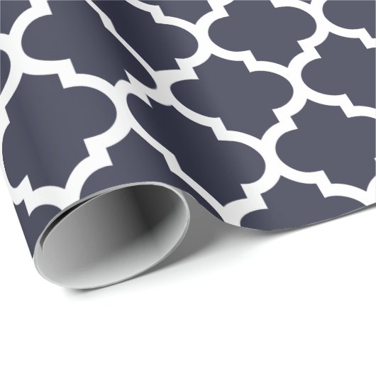 Quatrefoil Marine-Blau-Packpapier Geschenkpapier (Rolleneckpunkt)