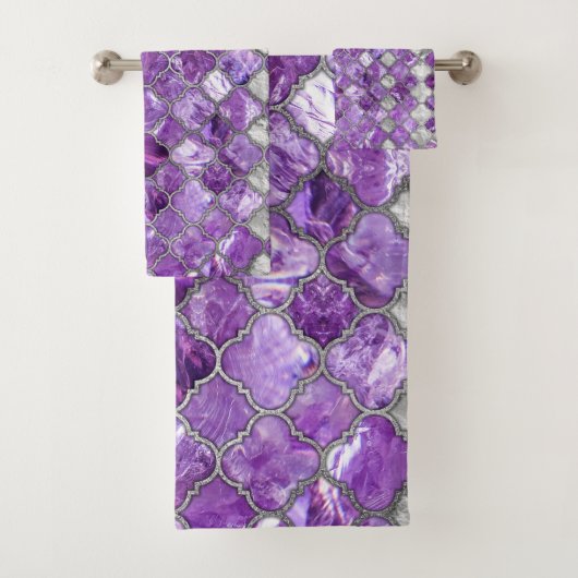 Quatrefoil marokkanischer Musteramethyst und Badhandtuch Set (Insitu)