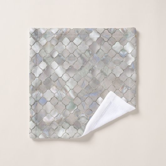 Quatrefoil marokkanisches Muster-Perlmutt Badhandtuch Set (Waschlappen)