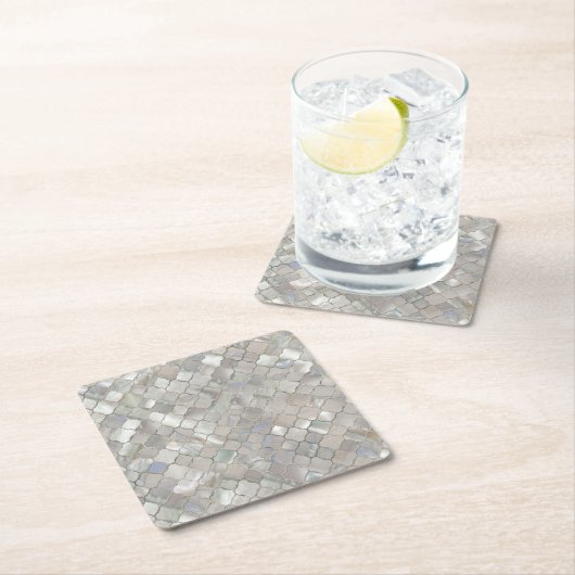 Quatrefoil marokkanisches Muster-Perlmutt Rechteckiger Pappuntersetzer (Vor Ort)