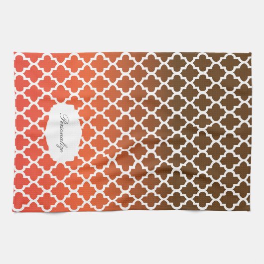 Quatrefoil Orange u. Brown gemischte Farben Küchentuch (Horizontal)