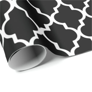 Quatrefoil Packpapier - Schwarzweiss