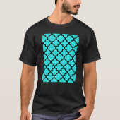 Quatrefoil Pattern In Black Outline On Aqua Blue T-Shirt (Vorderseite)