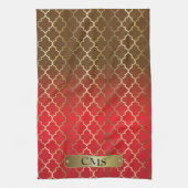 Quatrefoil Rot-u. Brown-Farbmischungen Geschirrtuch (Vertikal)