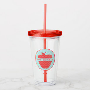 Quatrefoil roter Apple personalisierter Lehrer Acryltrinkbecher