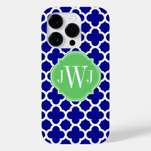 Quatrefoil Royal Blue and White Pattern Case-Mate iPhone Hülle (Rückseite)