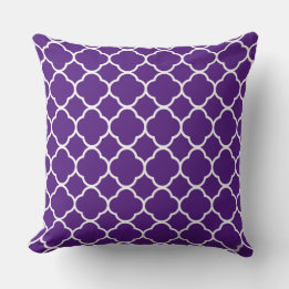 Quatrefoil Royal Lila White Lattice Cool Cotton Kissen