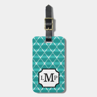 Quatrefoil Schatten Stripes Monogramm aquamarines Gepäckanhänger