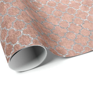 Quatrefoil silbernes bezauberndes rosa Rosen-Gold Geschenkpapier