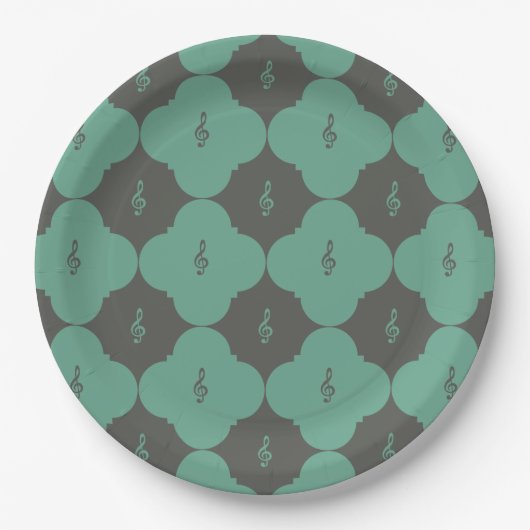 Quatrefoil Treble Clef Pappteller (Vorderseite)