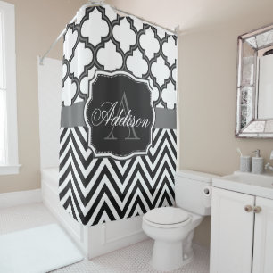 Quatrefoil Zickzack Monogramm Duschvorhang