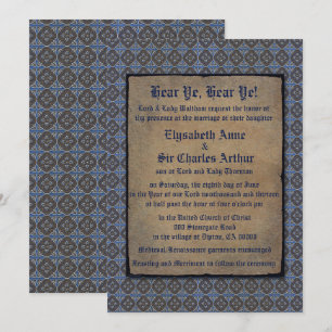 Quatrefoils Gold auf Blau Einladung