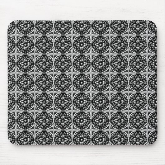 Quatrefoils Schwarzes auf Silber Mousepad (Vorne)