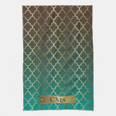 Quatrefolie Aquamarin und Dunkelbraune Mischung Geschirrtuch (Vertikal)