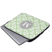 Quatrefolie Fleur-De-Lis Mint Green Gray Monogram Laptopschutzhülle (Vorne Knopf)