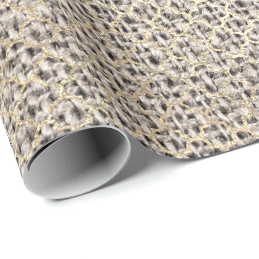 Quatrefolie Foxier Gold Creamy Beige Linen Geschenkpapier (Rolleneckpunkt)