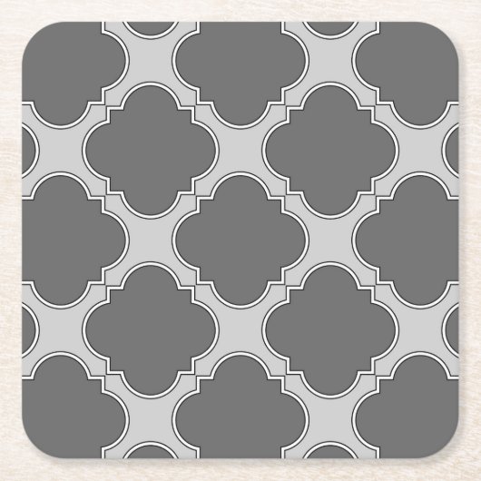Quatrefolie in Grautönen Rechteckiger Pappuntersetzer (Vorderseite)