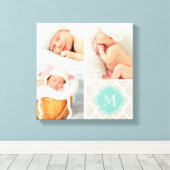 Quatrefolie Monogram Baby Foto Collage Kinderzimme Leinwanddruck (Insitu (Holzboden))