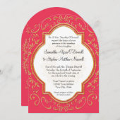 Quatrefolie Rahmen Script Swirl Gold Glitzer Forme Einladung (Vorne/Hinten)