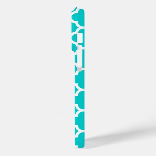 Quatrefolie Türkisfarbenes Muster Monogramm Case-Mate iPhone Hülle (Rückseite / Links)