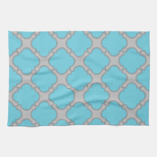 Quatrefolienblau und grau geschirrtuch (Horizontal)