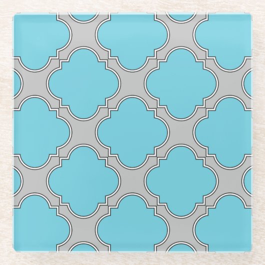 Quatrefolienblau und grau glasuntersetzer (Vorderseite)