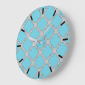 Quatrefolienblau und grau große wanduhr (Winkel)