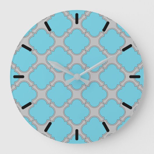 Quatrefolienblau und grau große wanduhr (Vorderseite)