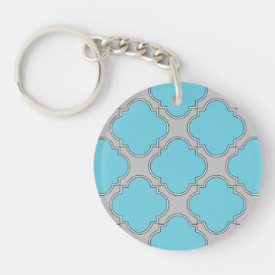 Quatrefolienblau und grau schlüsselanhänger