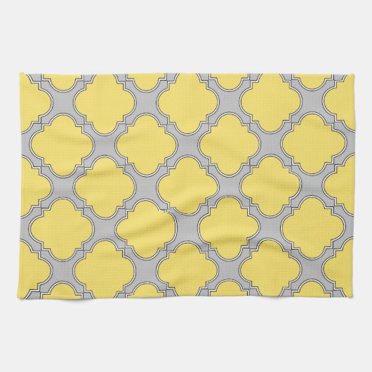 Quatrefoliengelb und grau geschirrtuch (Horizontal)