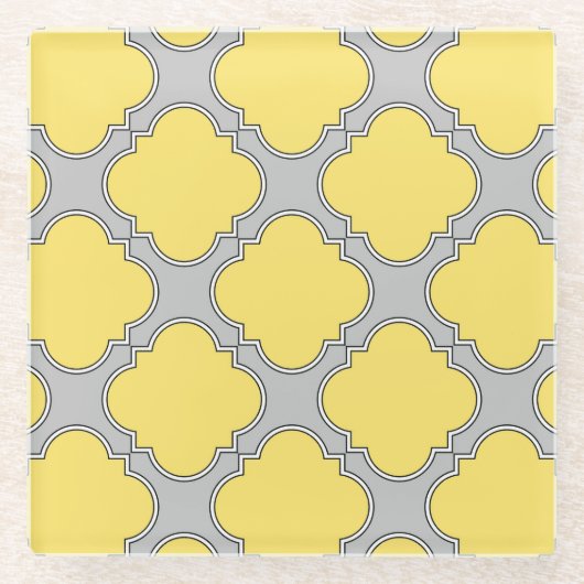 Quatrefoliengelb und grau glasuntersetzer (Vorderseite)