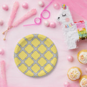 Quatrefoliengelb und grau pappteller (Party)