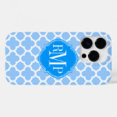Quatrefolienleuchte Blau und Weiß Muster Monogramm Case-Mate iPhone Hülle (Rückseite (Horizontal))