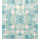 Quatrefolienmotif in Pastel Aquamarin und Meeresgr Duschvorhang (Vorderseite)