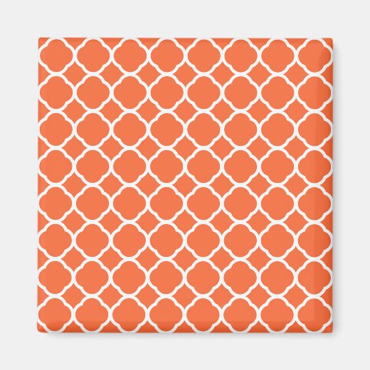 Quatrefolienmuster auf Mandarin Orange und Weiß Magnet (Vorne)