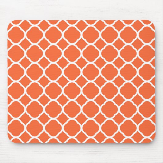 Quatrefolienmuster auf Mandarin Orange und Weiß Mousepad (Vorne)