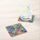Quatrefolienmuster - Farbige Wasserfarbe Rechteckiger Pappuntersetzer (Vor Ort)