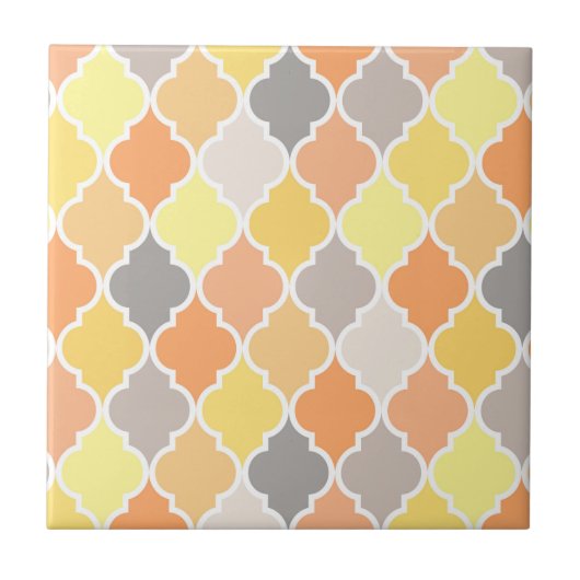 Quatrefolienmuster gelb, orange und grau fliese (Vorderseite)