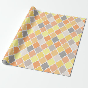 Quatrefolienmuster gelb, orange und grau geschenkpapier