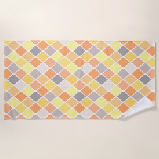 Quatrefolienmuster gelb, orange und grau strandtuch (Vorderseite)