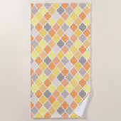 Quatrefolienmuster gelb, orange und grau strandtuch (Vorderseite)
