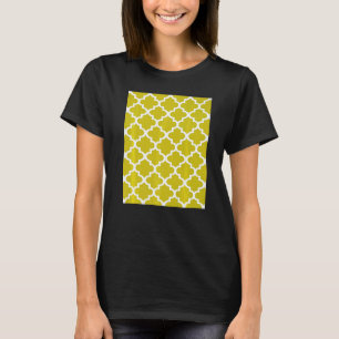 Quatrefolienmuster in weißer Kontur auf Senfgelb T-Shirt