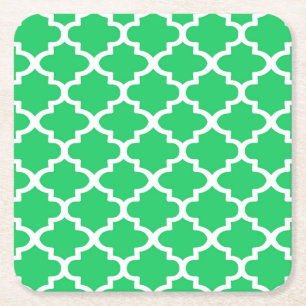 Quatrefolienmuster in Zen Green Rechteckiger Pappuntersetzer